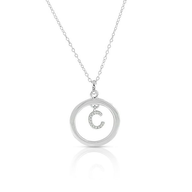 Round Letters Pendant Necklaces for Women Silver Gnzoe Jewelry-Womens S925 Sterling Silver Necklace 
